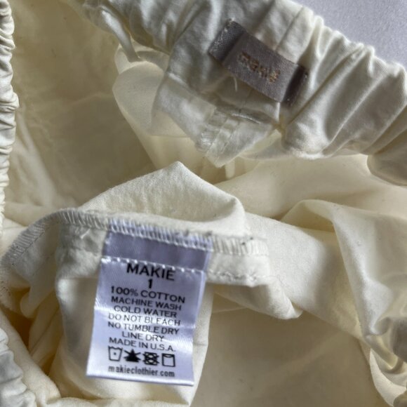 MAKIÉ Japan Cotton Elastic Waist Ankle Pants - White - Size Small - Picture 6 of 6